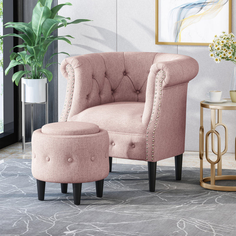 Canapé moderne + repose-pieds, Rosé