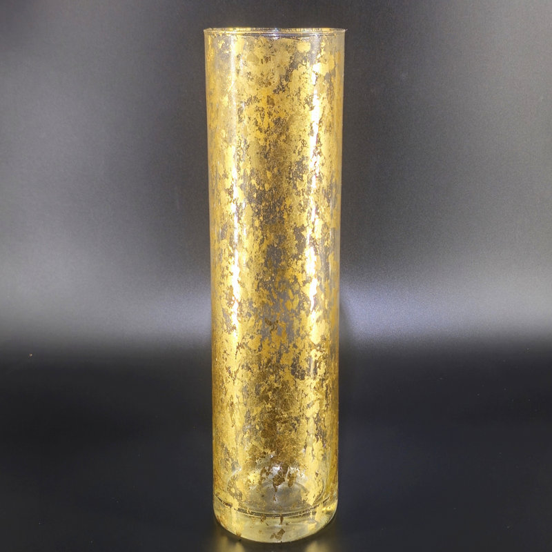 Vase en verre Thassos, Doré, H 16 po x l 4 po x P 4 po