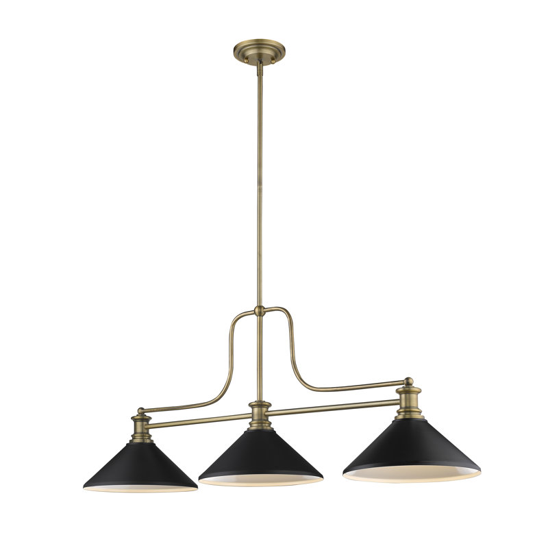 Haislip 3 - Light Kitchen Island Pendant, Heritage Brass
