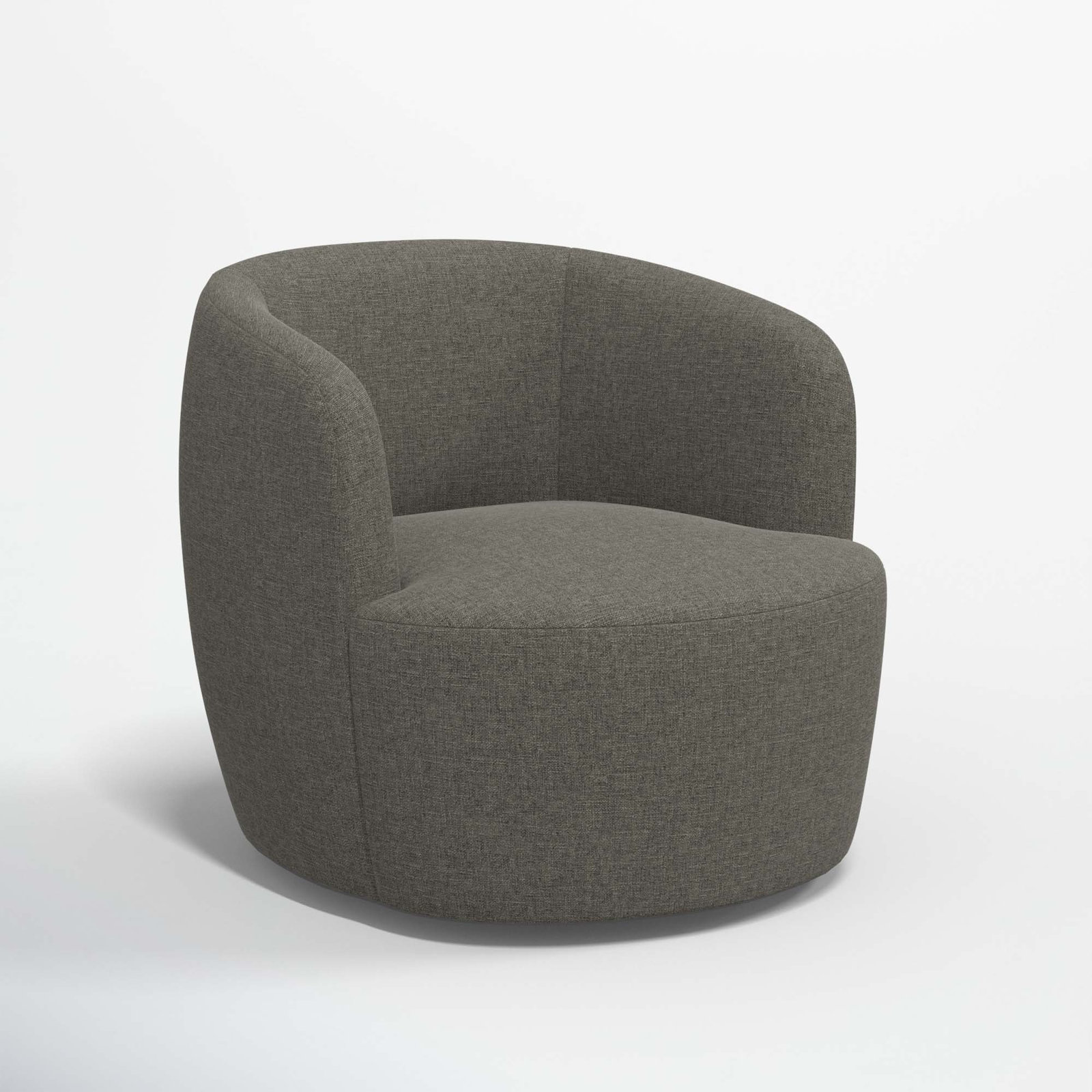 Mina Swivel Barrel Chair, Zuma Charcoal Textured Linen