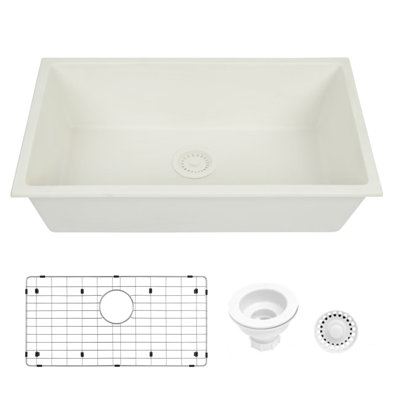 Évier de cuisine en granite à simple cuve encastrable 31 po L
