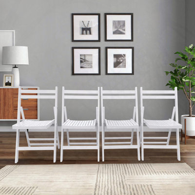 Fully Assembled Slatted Wood Folding Chairs for Events, Set of 4