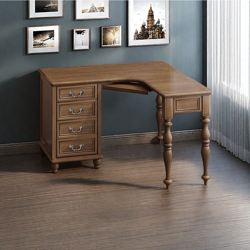 Bureau d'angle en bois massif de style européen, H 29,13 po x l 39,37 po x P 47,24 po