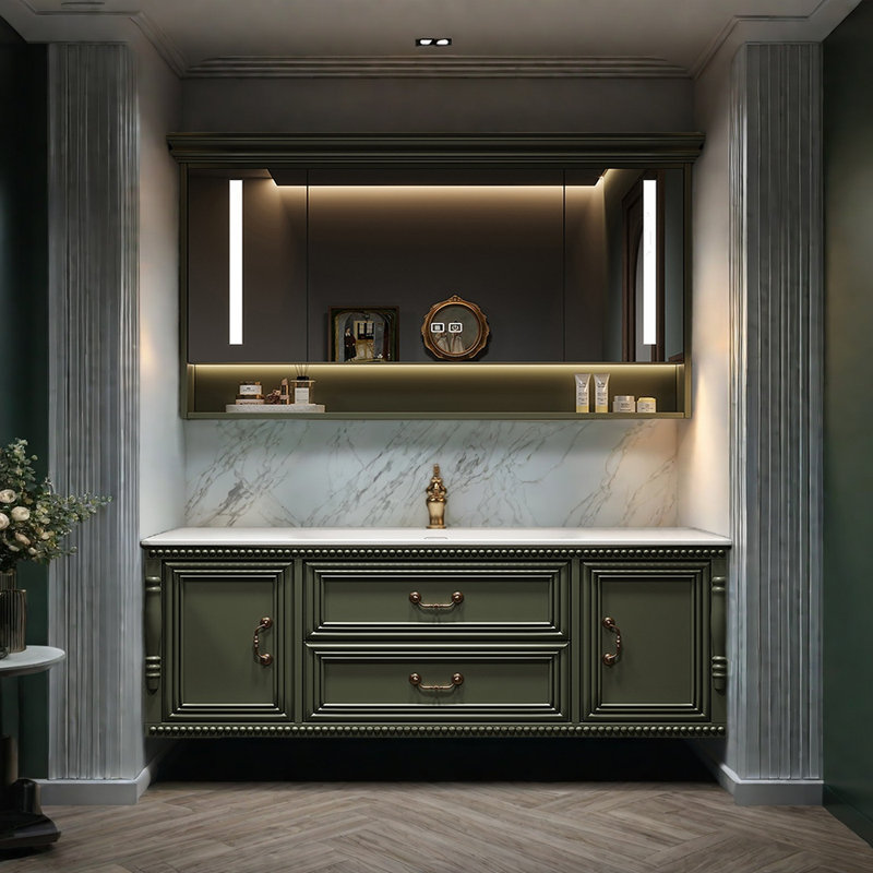 Armoire de salle de bain rétro française, 59"