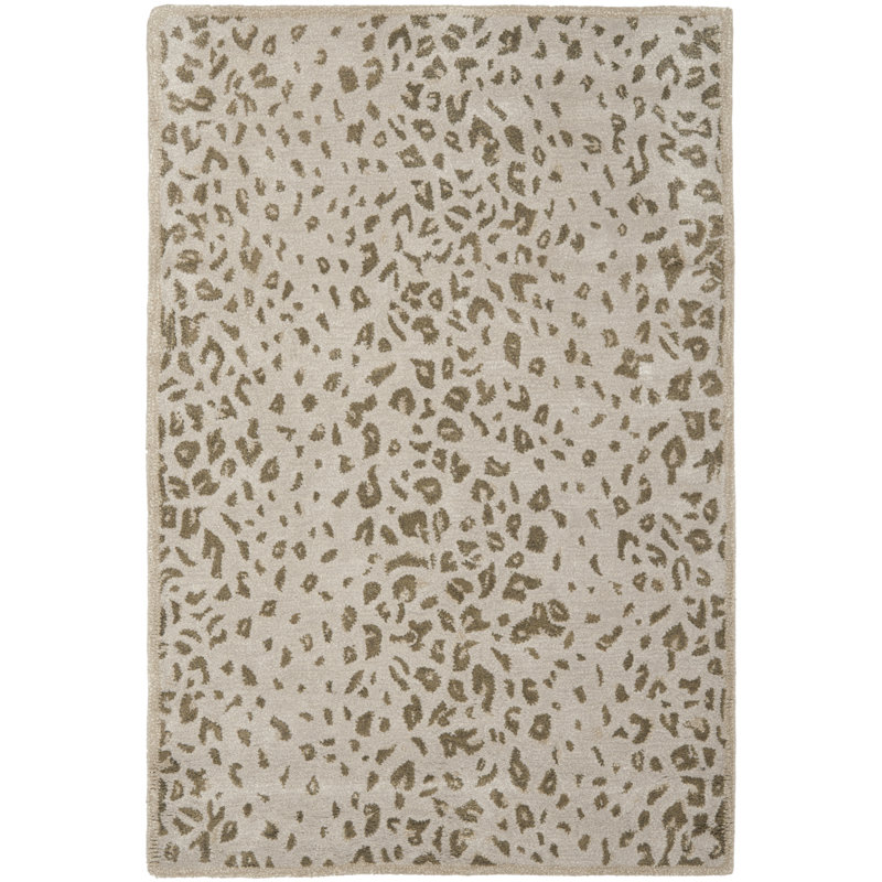 Jamon Martha Stewart Hand Tufted Wool/Viscose Animal Print Rug in Sharkey gray, Rectangle 4' x 6'