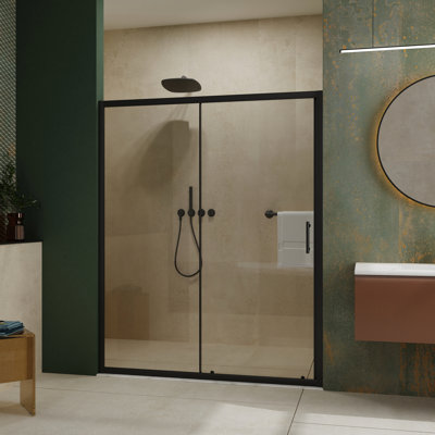 61.23 In W X 72.21 H Single Sliding Shower Door, 1/5 Inch Tempered Glass, Black, Durability First-Rate Functionality