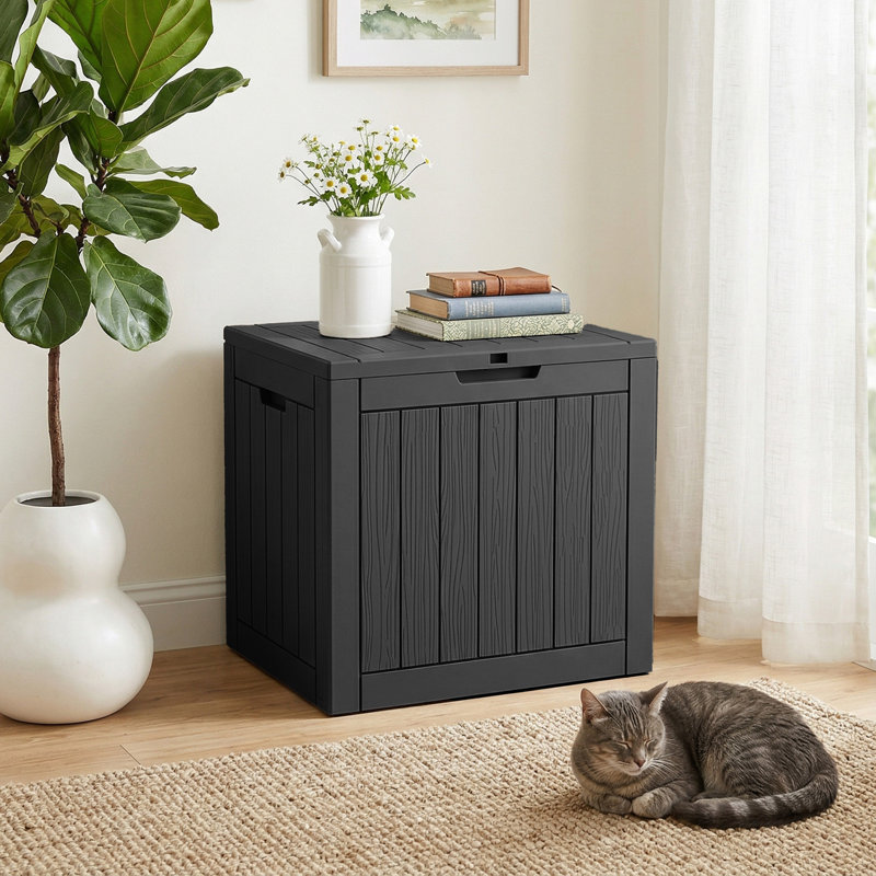 22.11'' W 30 Gallon Water Resistant Resin Lockable Deck Box, Black