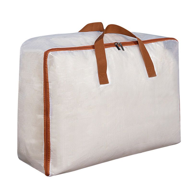 Transparent Quilt Storage Bag-packing Bag-moving Thickened Sorting Bag- Mesh Clip Cloth- Large Capacity Luggage Bag, Pink