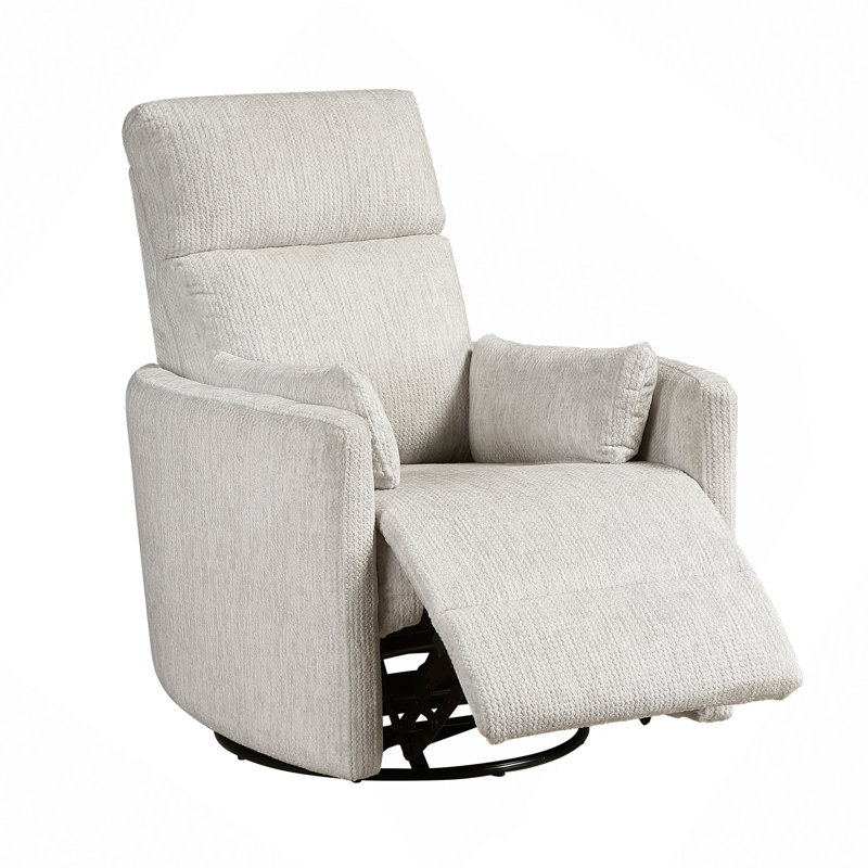 Fauteuil oscillant pivotant en microfibre, rembourré, moelleux, coussins assortis, meubles de salon, 1 pièce, Beige