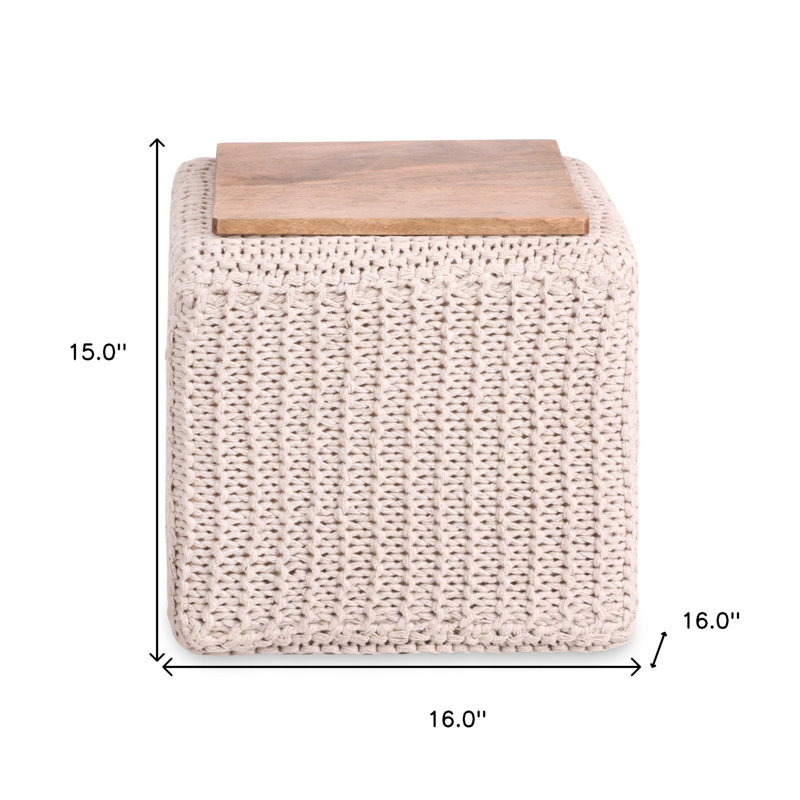 Repose-pieds en mélange de coton 16 "Turnipseed, 100 % coton ivoire