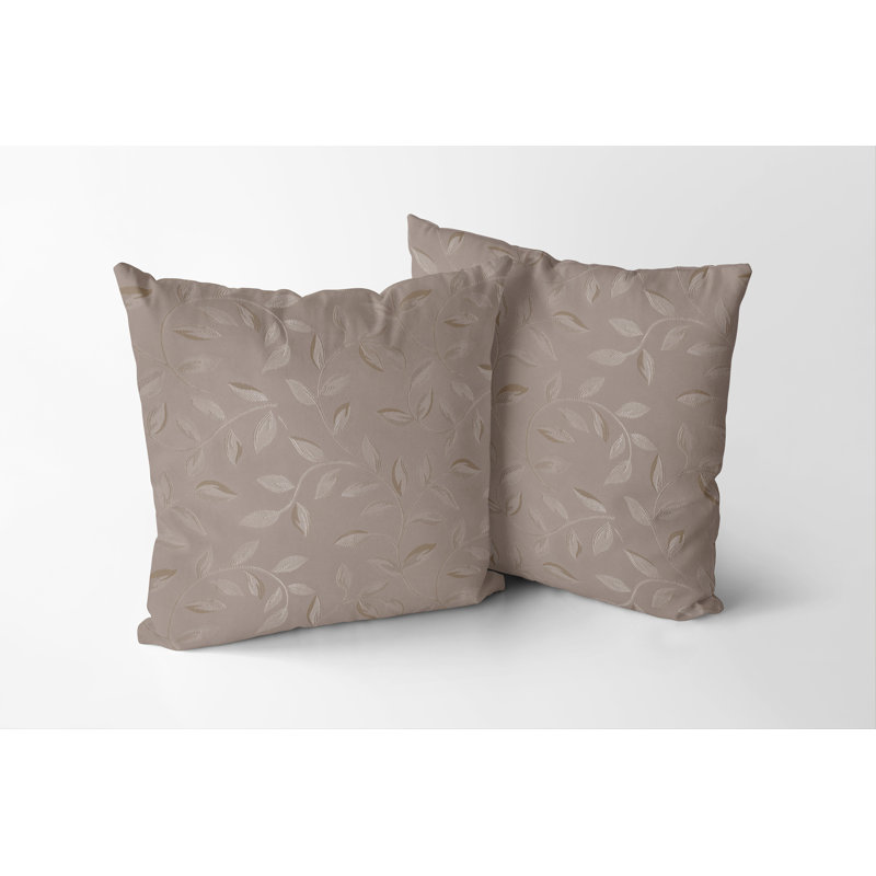 Coussin lombaire jacquard Vines 12 x 20 - noir onyx, H 18 po x l 18 po, Motif floral taupe, Carré