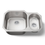 Undertone® 31" L x 20-1/8" W x 9-1/2" Under-Mount Large/Medium Double-Bowl Kitchen Sink
