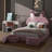 Full Size Platform Bed With Fabric Upholstery, Comes With 2 Ottoman Storage Units, Adorable Cartoon Ear-Shaped Headboard Equipped With Built-In Leds