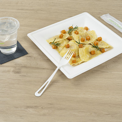Restaurantware-Basic Nature 7.5 Inch CPLA Forks, 250 Disposable Plastic Cutlery - Individually Wrapped, Durable, White CPLA Disposable Silverware, Withstands Up To 180F