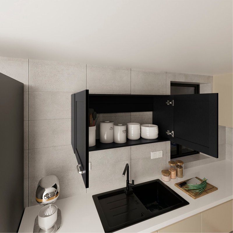 Wall Cabinet, 2 Doors, Black Wengue