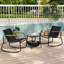 3 Piece Rocking Bistro Set with Metal Frame Chairs