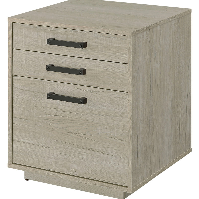 3 - Drawer, Freestanding, Home Office File Cabinet, Contemporary Style, White Washed Grey Finish, Arm, Design, Material 4 Drawers Cabinet Freestanding In Grey, With Arm And Construction, 20.23 Inches