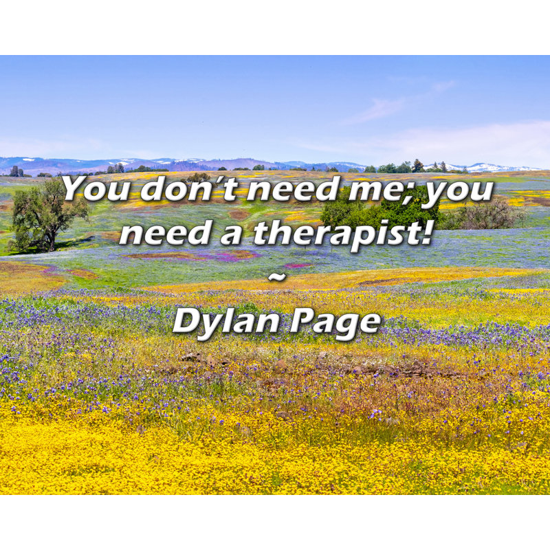 Citation artistique «Vous n'avez pas besoin de moi; vous avez besoin d'un psychothérapeute! Toile tendue par Dylan