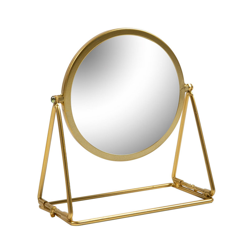 Harbour Housewares - Round Makeup Mirror, Gold, 20cm H x 18cm W
