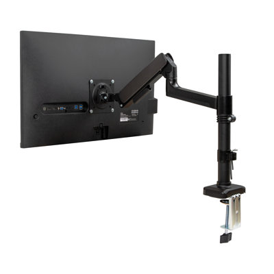  Single Monitor Arm for 13–32 Inch Screens, Gas Spring VESA Desk Mount, 180° Rotation, ±180° Swivel, ±65° Tilt, Integrated Cable Management, Holds up to 19.8 lbs, Black