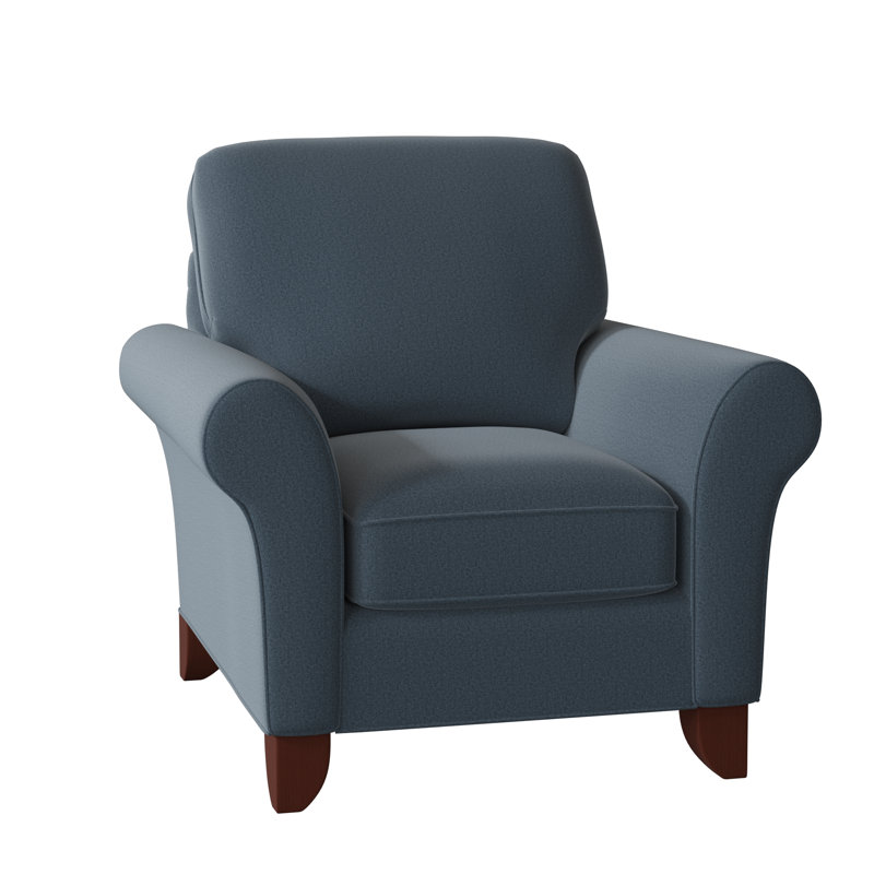 Fauteuil de 38 po de large Almada, Anello 22 sergé performance bleu marine, Pécan, Non