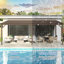 Pergola murale de terrasse avec toit en acier galvanisé incliné-114253239-119606717
