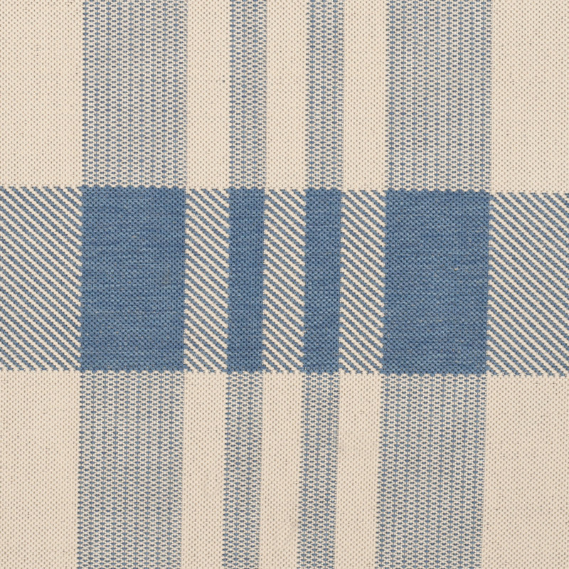 Debriana Performance Plaid Indoor/Outdoor Area Rug, Round 6'7", Blue/Bone