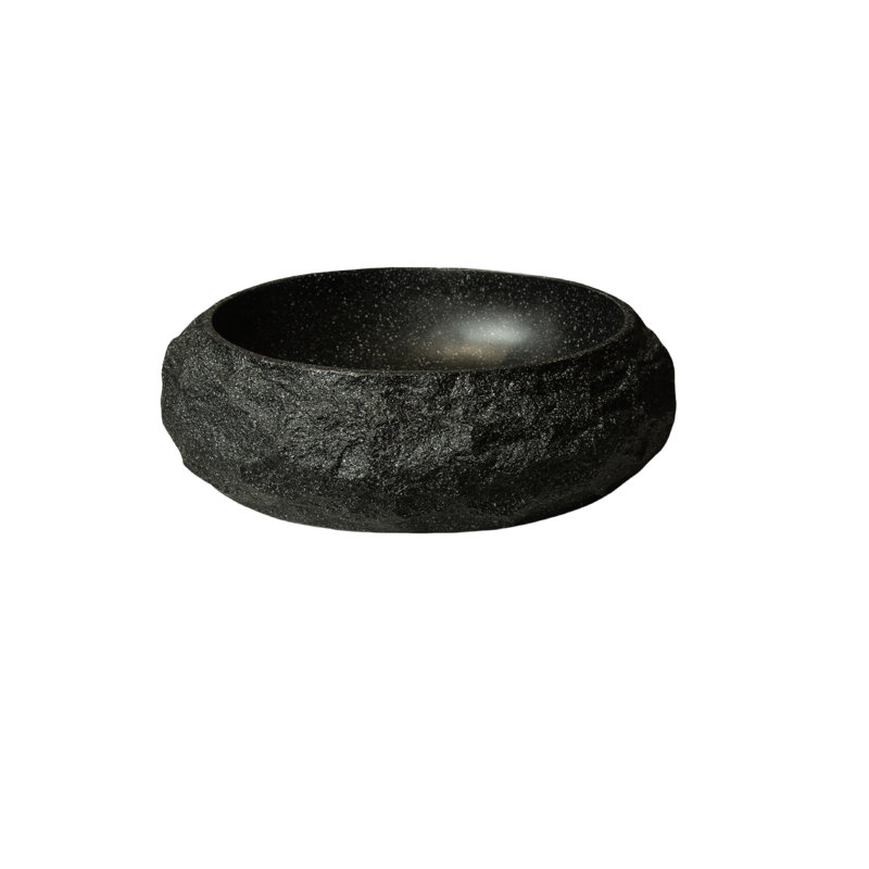 Luna 18'' Dark Gray Vessel Sink, Irregular Oval Resin Bathroom Sink with Artistic Stone Pattern, Modern Above-Counter Basin, Faucet Not Included