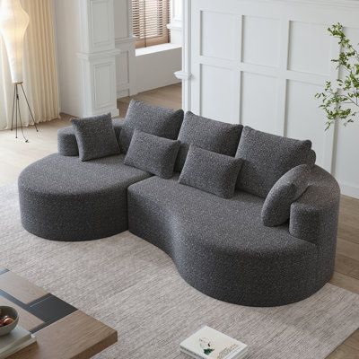 Modern Chenille Upholstered Oversized Sectional Sofa with Extra Deep & Wide Seating, 7 Pillows, and Free Combination for Living Room Comfort