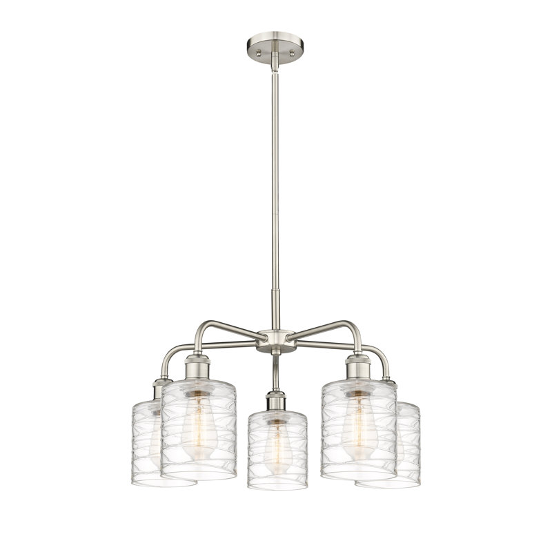 Lustre tambour 5 lumières Dublin, Nickel satiné