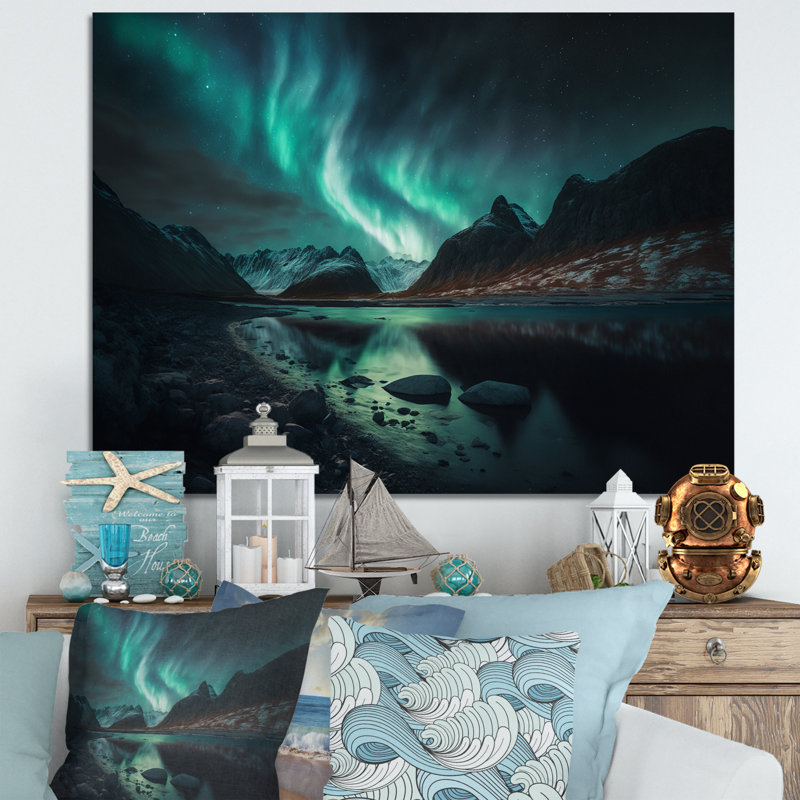 Décoration murale aurores boréales, H 16 po x l 32 po x P 1 po