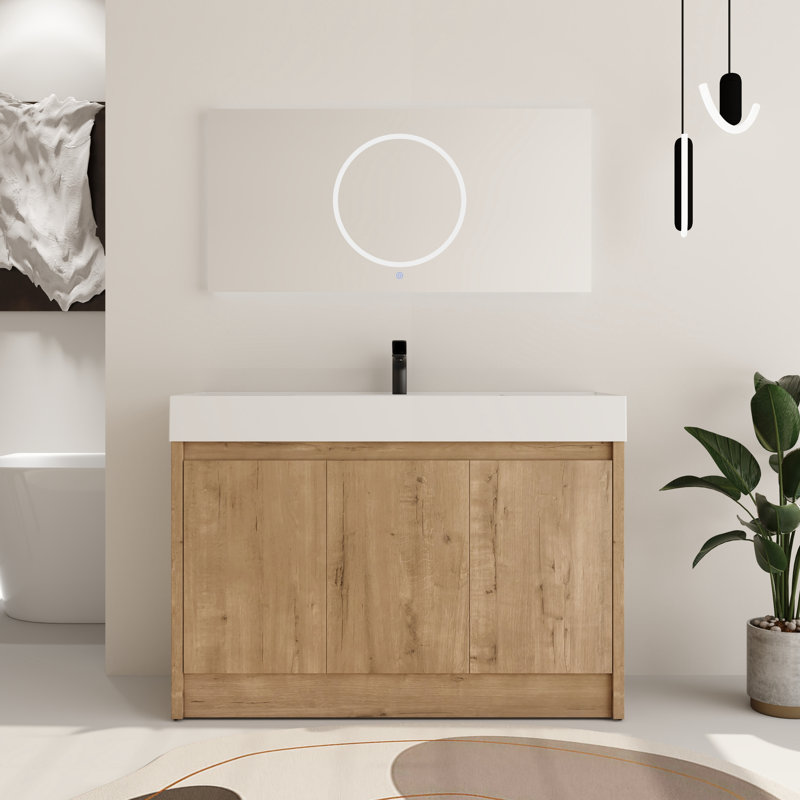 Ensemble de meuble-lavabo simple 48 po avec plateau en résine Chesham, Au centre