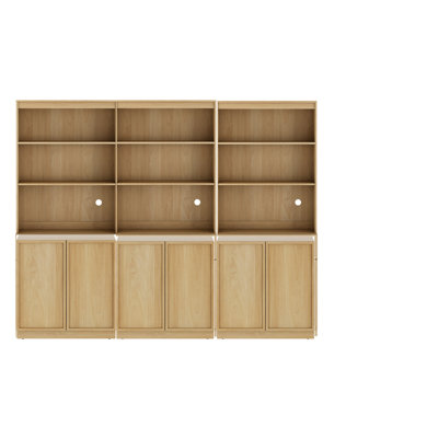 Modern 72" Tall Bookshelf with Doors and Adjustable Shelves, Library Bookcase with Storage Cabinet and Open Book Shelfs, Wood Book shelf for Home Offi