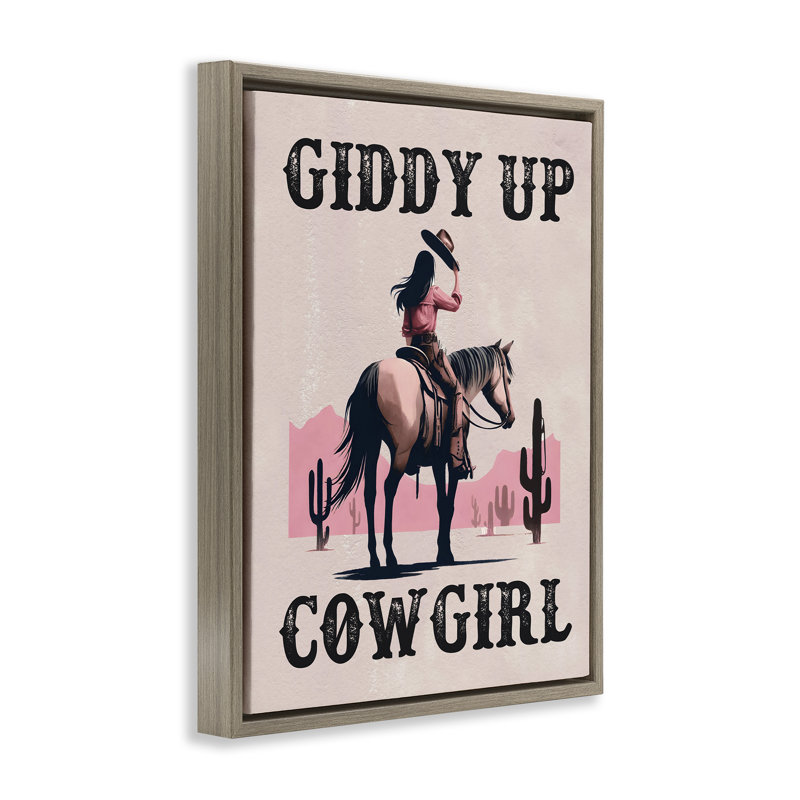 Art mural sur toile Giddy Up, H 21 po x l 17 po, Cadre flottant orme Montalcino