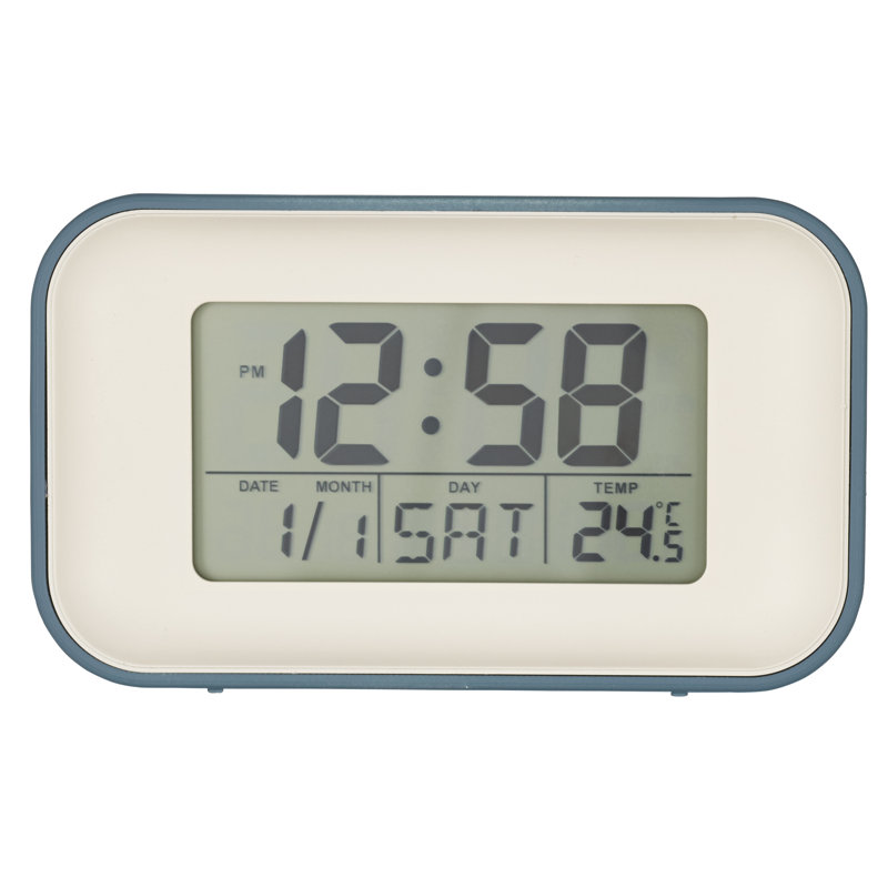 Acctim Alta Retro Digital Alarm Clock Crescendo Alarm Date & Temperature Display, Storm Blue