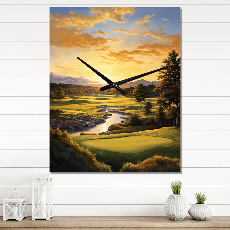 Golf Golden Hour Golf - Horloges murales de sport, H 32 po x l 16 po x P 1 po