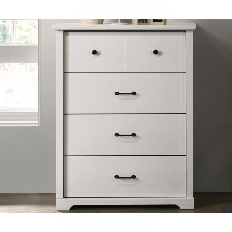 Commode 4 tiroirs avec poignées, Blanc