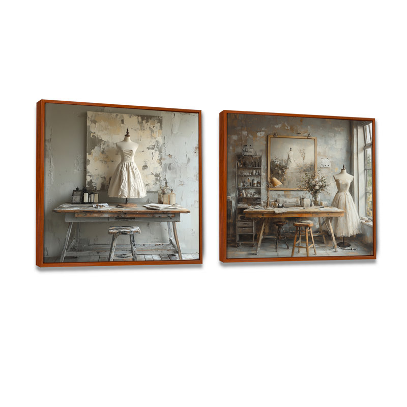 Blanc, gris, créateur de mode Studio Designs I - Fashion Wall Art - ensemble d'art mural glam 2 pièces, 30" H x 61" W, Brun