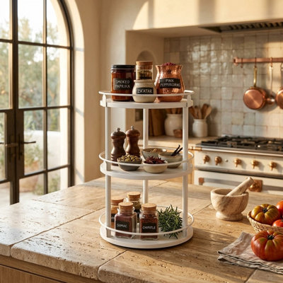 3-Tier Rotating Spice Rack Organizer for Kitchen Countertop