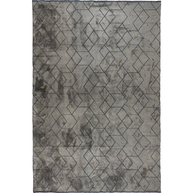 Rapture Gray Geometric Luxury Area Rug, Rectangle 7'10" x 9'10"