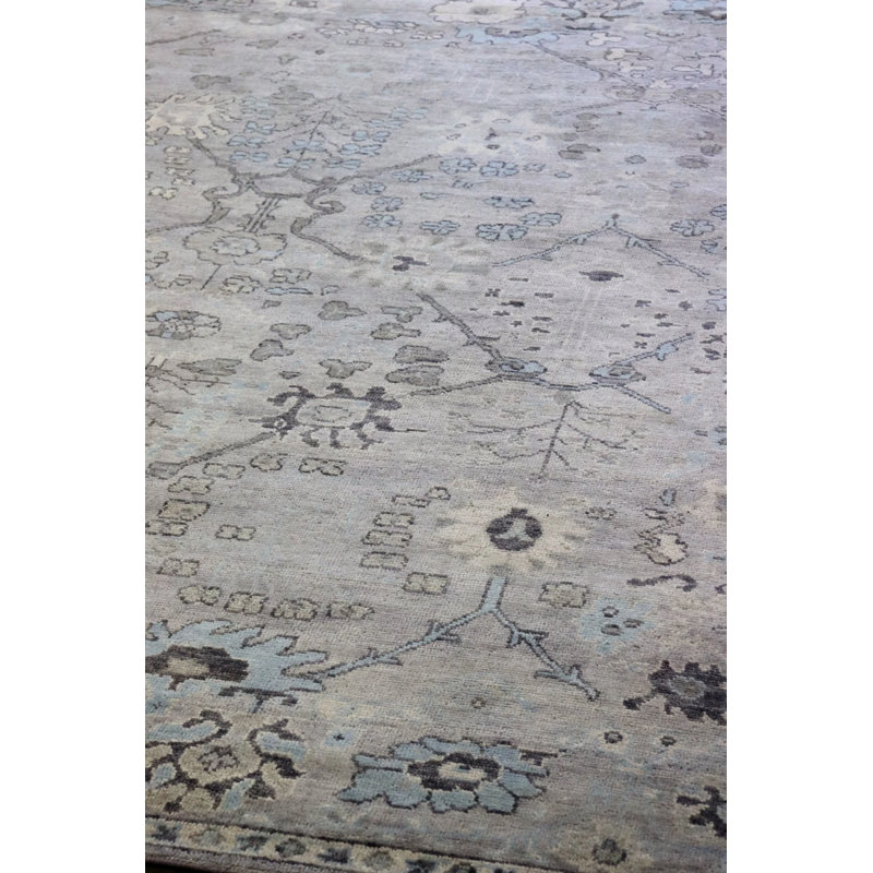 Tapis gris unique de 8 pi 1 po x 10 pi 1 po années 1910
