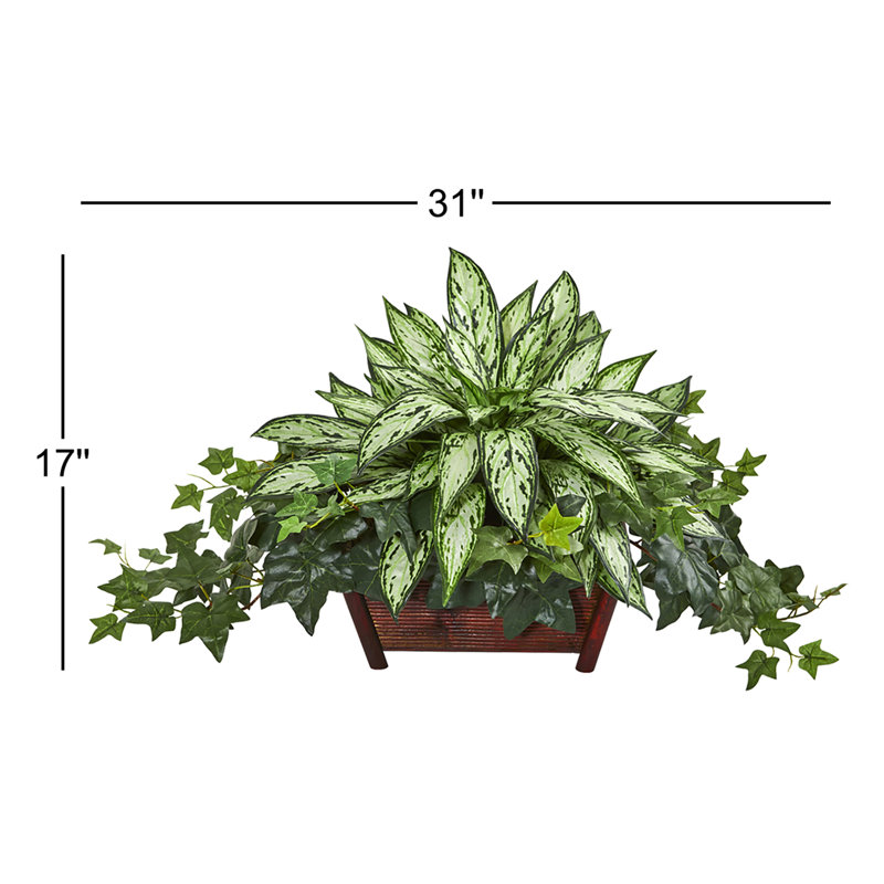 17'' Faux Foliage Plant in Wood Basket