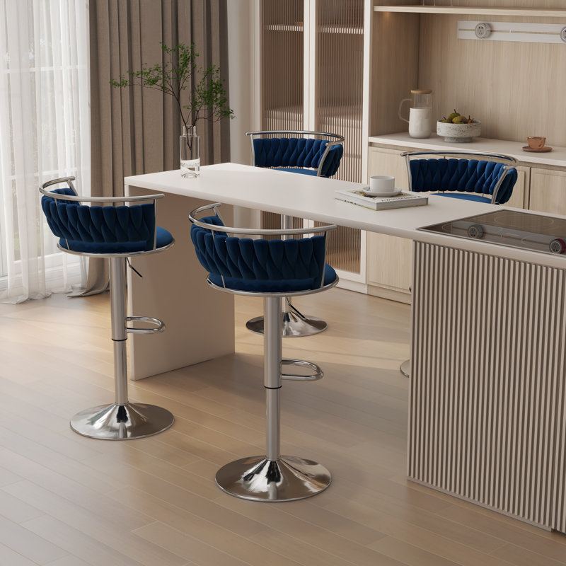 Tabouret de bar Christal, Argent, Navy Blue