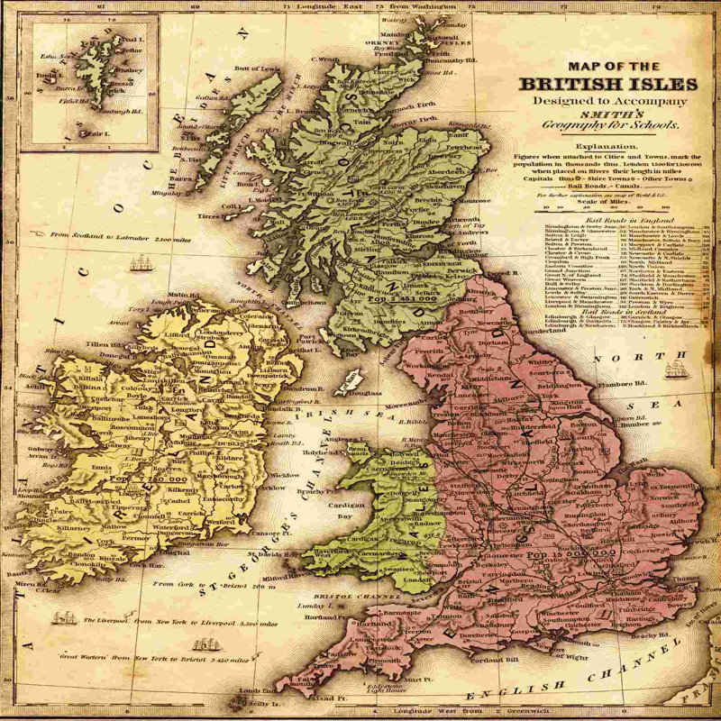 " Map Of British Isles 2 ", 12" W x 12" H