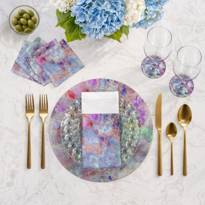 Impressionism Passiflora Round Beaded Placemat Smooth