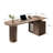 Luxury Walnut Finish Oval Desk With Storage Cabinet PC Space And Wireless Charging