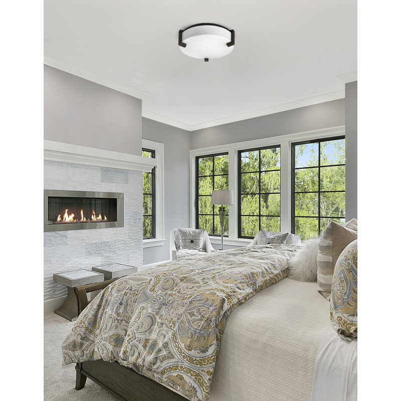 Flush Mount, 3.5'' H x 12'' W x 12'' D, Brushed Steel