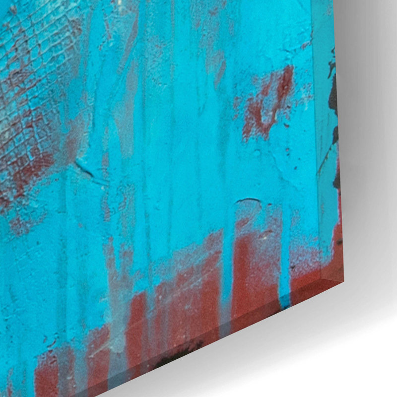 «Matchbox Blue 55» par Erin Ashley, art mural en verre acrylique, H 24 po x l 16 po x P 0,2 po