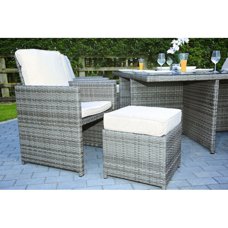 Chaise de patio rembourrée avec repose-pieds, Gris