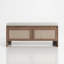 Banc de rangement en rotin avec coussin rembourré - Range-chaussures d'entrée naturel antique